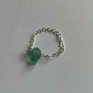 Aquamarine Sea Glass Silver Chain Ring