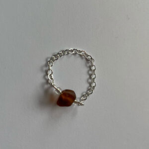 Bottle Brown Sea Glass Silver Chain Ring